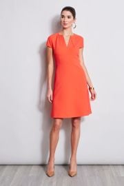 Short Sleeve Dart Fit amp Flare Dress Elie Tahari at Elie Tahari